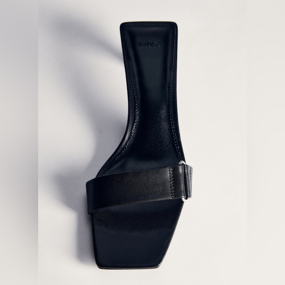 Mango MNG HEEL LEATHER SANDALS Black real leather shoes NWT New - Picture 4 of 9